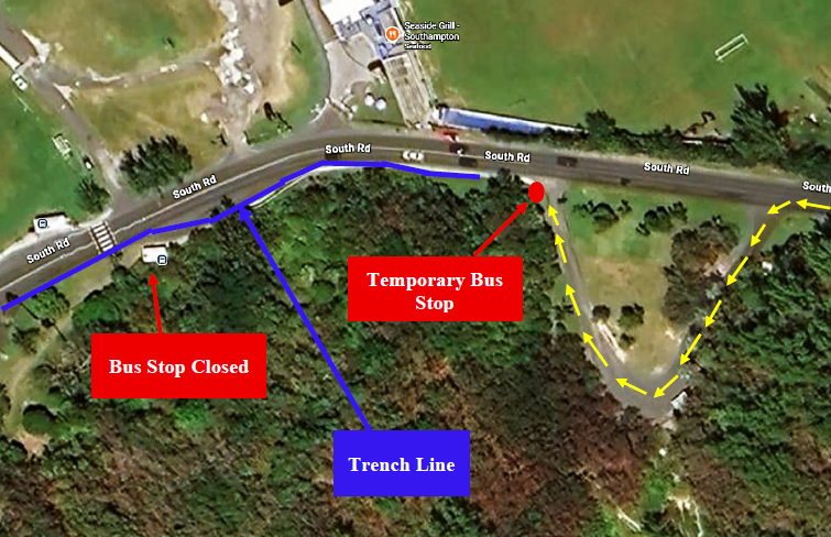 Bermuda Waterworks Trench Work & Bus Detour 